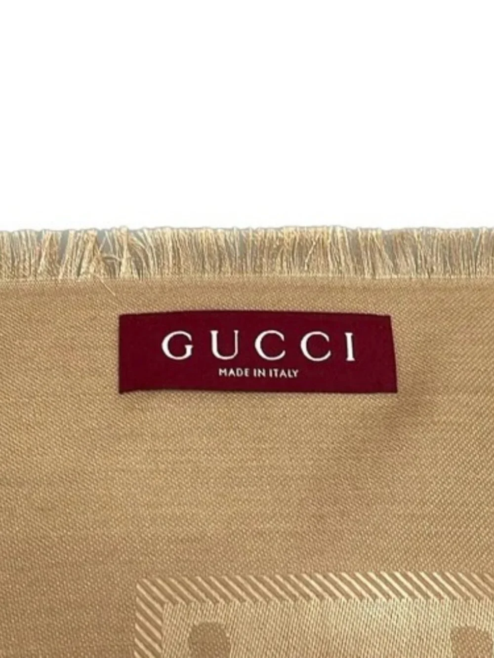 GUCCI GG jacquard silk-wool shawl 663671 Beige Silk Scarf